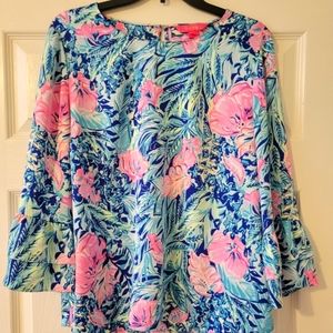 Lilly Pulitzer Christie Top Beach Club Blooms Size Large